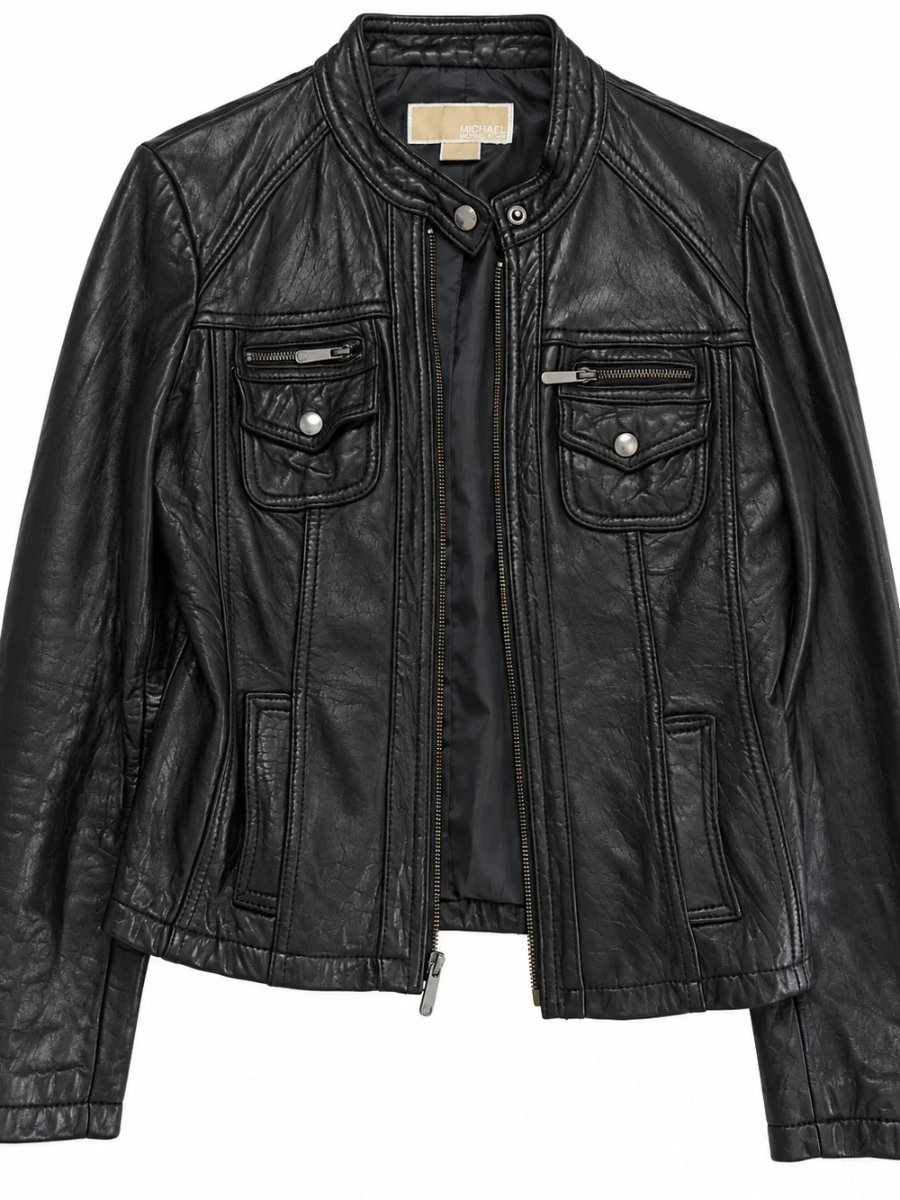 ♠️Michael Kors Women's Black Leather Moto Jacket M